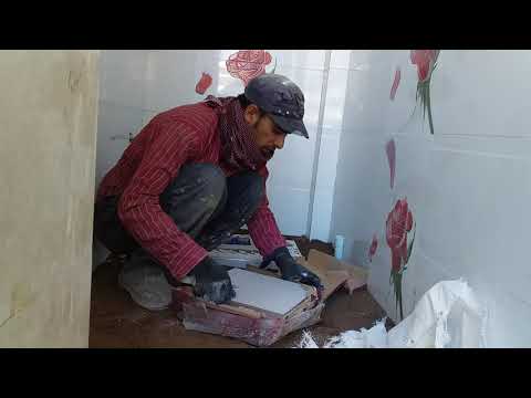آموزش فرش کردن کاشی کف دستشویی